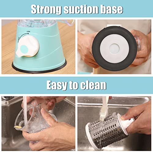 Bleum Cade Rotary Cheese Grater, 3 In 1 Drum Blades Grater Slicer Shredder Cheese Grater Rotary With Handle Food Shredder With Strong Suction Base Rotary Grater Ideal For Vegetables Nuts, Blue #TOP7