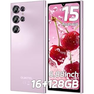 OUKITEL C61 Smartphone Pas Cher Android 15-16(4+12) Go +128Go(TF 1TB) Telephone Portable Pas Cher, 6.88" HD+ Écran, 5150mAh Telephone, 13MP+5MP Téléphone Gaming, 4G Dual SIM/GPS/Fingerprint/Face ID