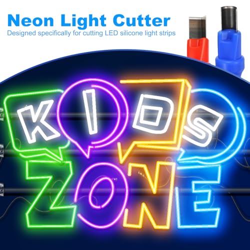 Image of PATIKIL Neon Light Cutter, 2 Pack Cutting Tool Includes 1 Straight and 1 Curved for Neon Flexible Light, Split LED Silicone Light Strip Hand Tool