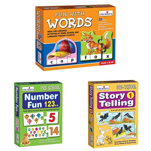 Creative Educational Aids P. Ltd. - CRE0639 Fun with Words Puzzle (Multi-Color, 90 Pieces) & Number Fun 123 Puzzle (Multi-Color, 40 Pieces) & Story Telling - 1 Card Game (Multi-Color, 12 Pieces) (B08GL2XDDR) Amazon Price History, Amazon Price Tracker