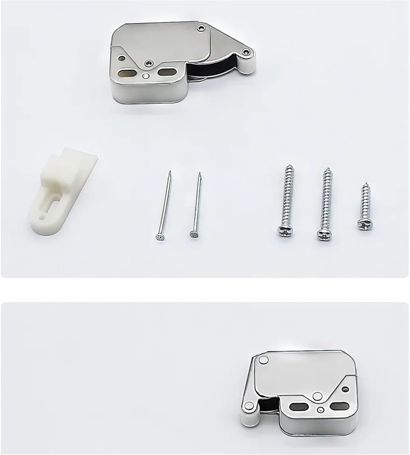 Steel Plastic Mini Push Spring Clip Lock Catch Latch Cabinets Kitchen Cupboards Furniture Security Lock 49x28mm 1Pcs