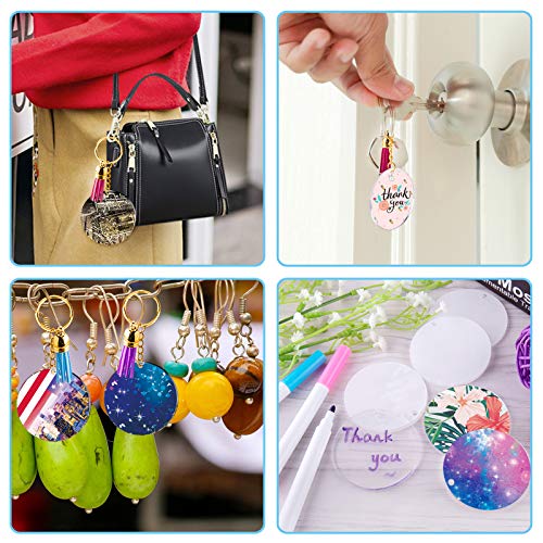 Duufin 120 Pcs Acrylic Keychain Blanks Craft Tassel Set Including 30 Pcs Transparent Keychain Blanks(2 inches) 30 Pcs Key Rings with Chain 30 Pcs Jump Rings and 30 Pcs Keychain Tassels - Thumbnail 5