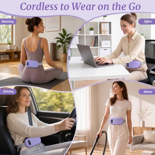Image of Portable Heating Pad for Cramps Upgraded Cordless Electric Period Heat Pad for Back Menstrual Belt 6 Heat 6 Massage Mode Gifts for Women Girl Her Girlfriend