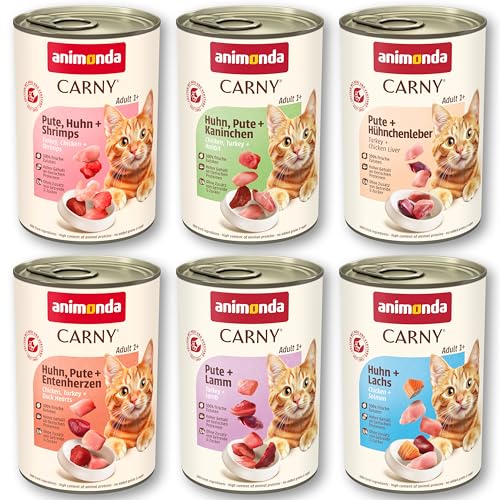 animonda Carny Adult Geflügel Variation (6 x 400 g), Katzennassfutter für ausgewachsene Katzen, Nassfutter mit 100 % frischen, fleischlichen Zutaten, Katzenfutter ohne Getreide und Zucker