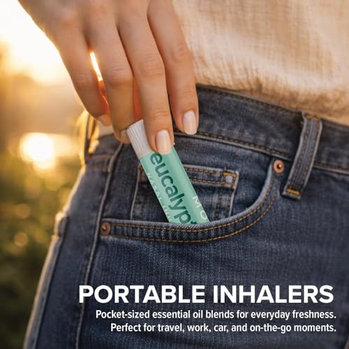Image of MOXĒ Eucalyptus Essential Oil Nasal Inhaler, Sinus & Congestion Relief, Daily Relaxation, Stress Relief, Therapeutic No-Mess Aromatherapy, Pure and Natural, Made in USA (3 Pack) packaging may vary