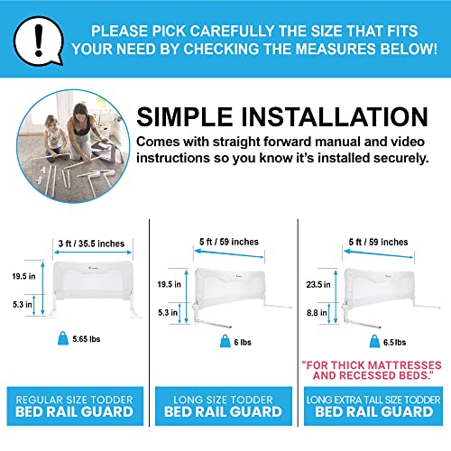 Bed Rails For Toddlers &Infants – Kids Bed Safety Guard Rail –Toddler Bed Rails For Twin, Full Size, Queen &King Mattress – Baby Bed Rail For Children – Extra Long Crib Rail Guard -Beige (59L19.5H In) #TOP3
