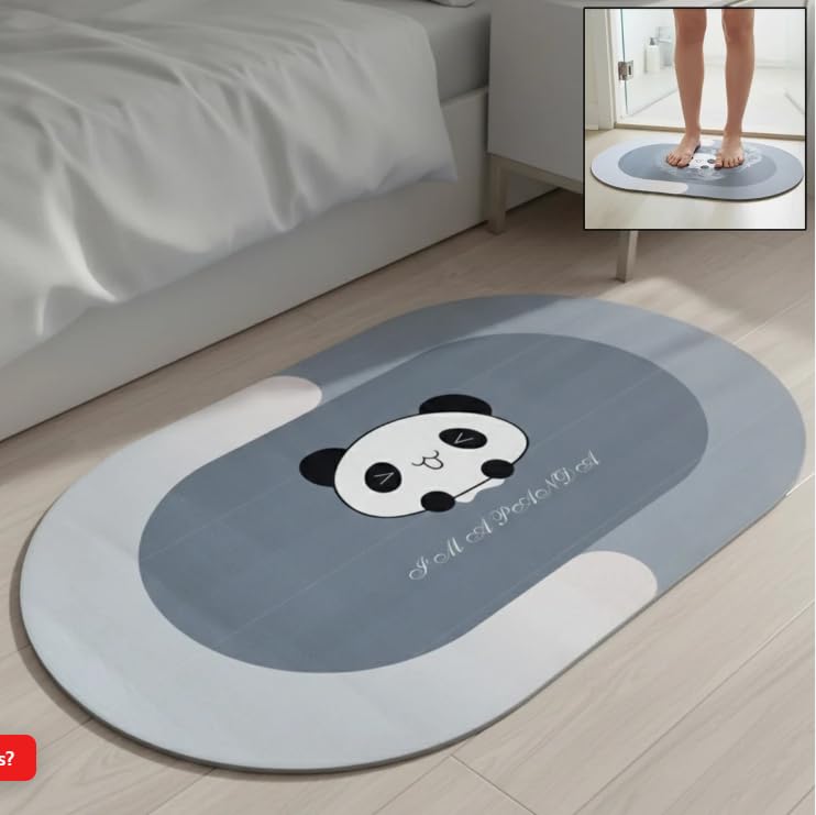 1 -Z Panda Print Anti-Slip Bath Mat, 89 x 59 cm Oval Shape - Panda Printed Anti-Slip Bathroom Floor Mat – Soft Quick Dry Comfort-image-44