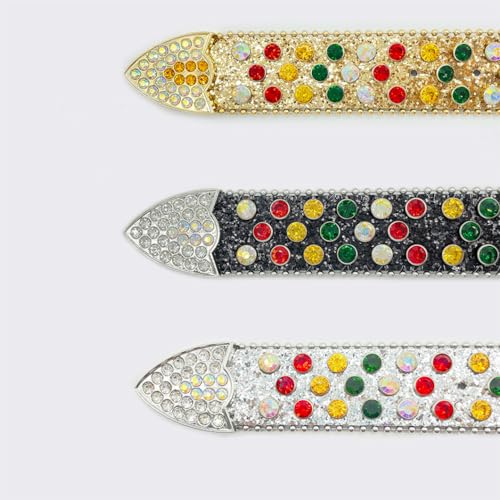 Women Rhinestones Snap Belts Bling Multi-color Studded Western Cowgirl Shiny Sequin Strap with Sunflowers Buckle2
