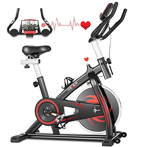 HEKA Indoor Cycling Bike Stationary, Belt Drive Indoor Exercise Bikes, Stationary Bike for Home Cardio Workout Bike Training, with APP, Adjustable Resistance, Comfortable Seat Cushion