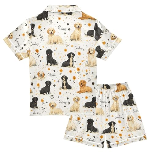 Labrador Dog Floral Pajamas Set Summer Button Down Sleepwear Pjs Sets Comfy Loungewear2