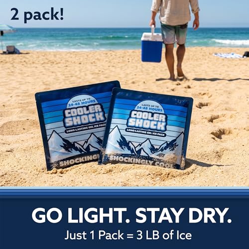 Image of Cooler Shock Reusable Ice Packs for Cooler - Long Lasting Cold Freezer Packs for Coolers and Lunch Boxes - Cooler Ice Packs for Camping Gear, Fishing, Road Trips, Beach Must Haves
