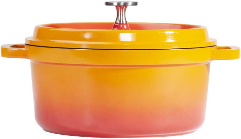 G.E.T. CA-012-O/BK Heiss Lightweight Cast Aluminum Dutch Oven, 4.5 Quart, Round, Orange