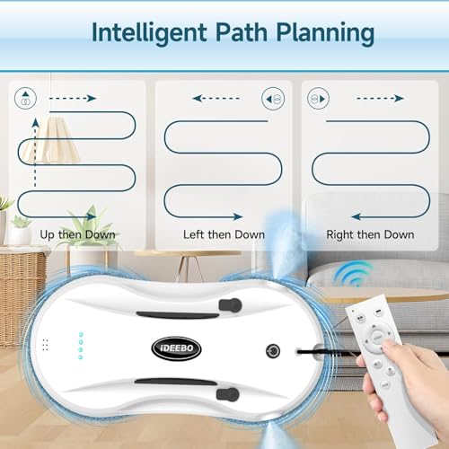 iDEEBO C200 Fensterputzroboter, Intelligente Pfadplanung des Fensterreinigung, Automatischer Wasserspray, Hochhaus-Sicherheitsdesign, 12 Reinigungstücher
