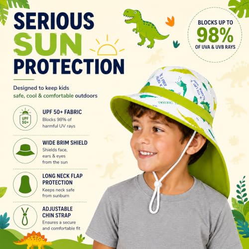 Image of VRITRAZ Sun Protection UPF50+ Bucket Hat Toddler Summer Beach Play Hats with Neck Flap for Girl, Boy, Kids Summer Hat, Bucket Hat for Kids Ages 3-10 Years