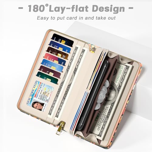 Image of Aiawoxc Womens Wallet, RFID Wristlet Wallets for Women, Ladies Clutch Purses, Large Travel Card Holder with Phone Holder | RFID