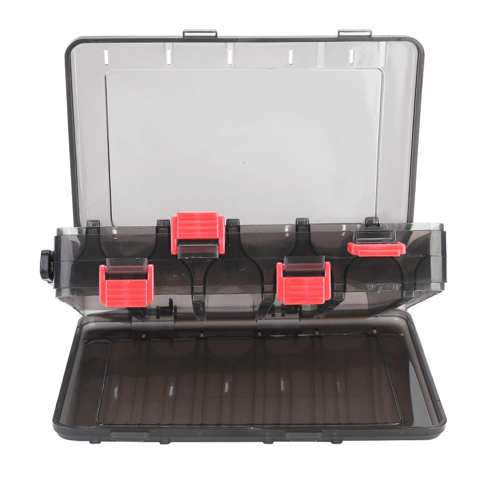 Dilwe Fishing Tackle Box, Double-Side Bait Storage Box with 10 Compartments for Fishing Lure Bait Hook