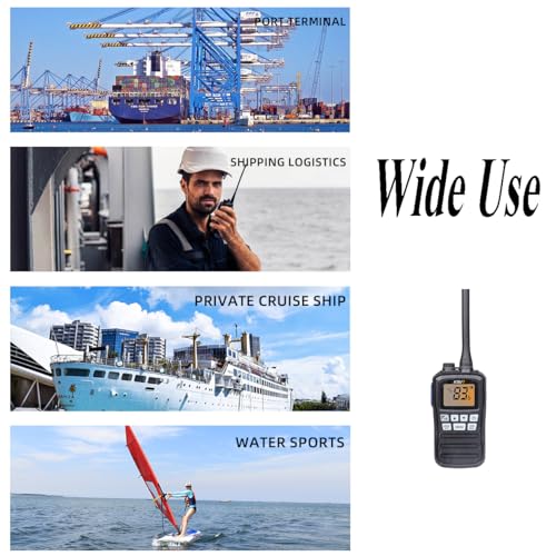 Image of Handheld Two-Way VHF Marine Radio IPX7 Waterproof,LED Screen,10 NOAA Weather Channels,Flashing Light,Falling Water Alarm KSUN P25 (1 Pack)