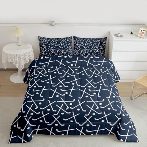 Image of Feelyou Ice Hockey Comforter Set Queen Size 3Pcs for Kids Boys Girls Teens
