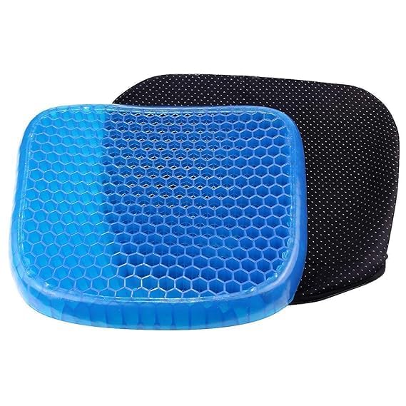 Image of Gel Seat Cushion, Double Layer Cushion with Non-Slip Cover, Cool Egg Chair Sea for Pressure Relief, Breathable Honeycomb for Office Wheelchair Car Seat (Rectangular)