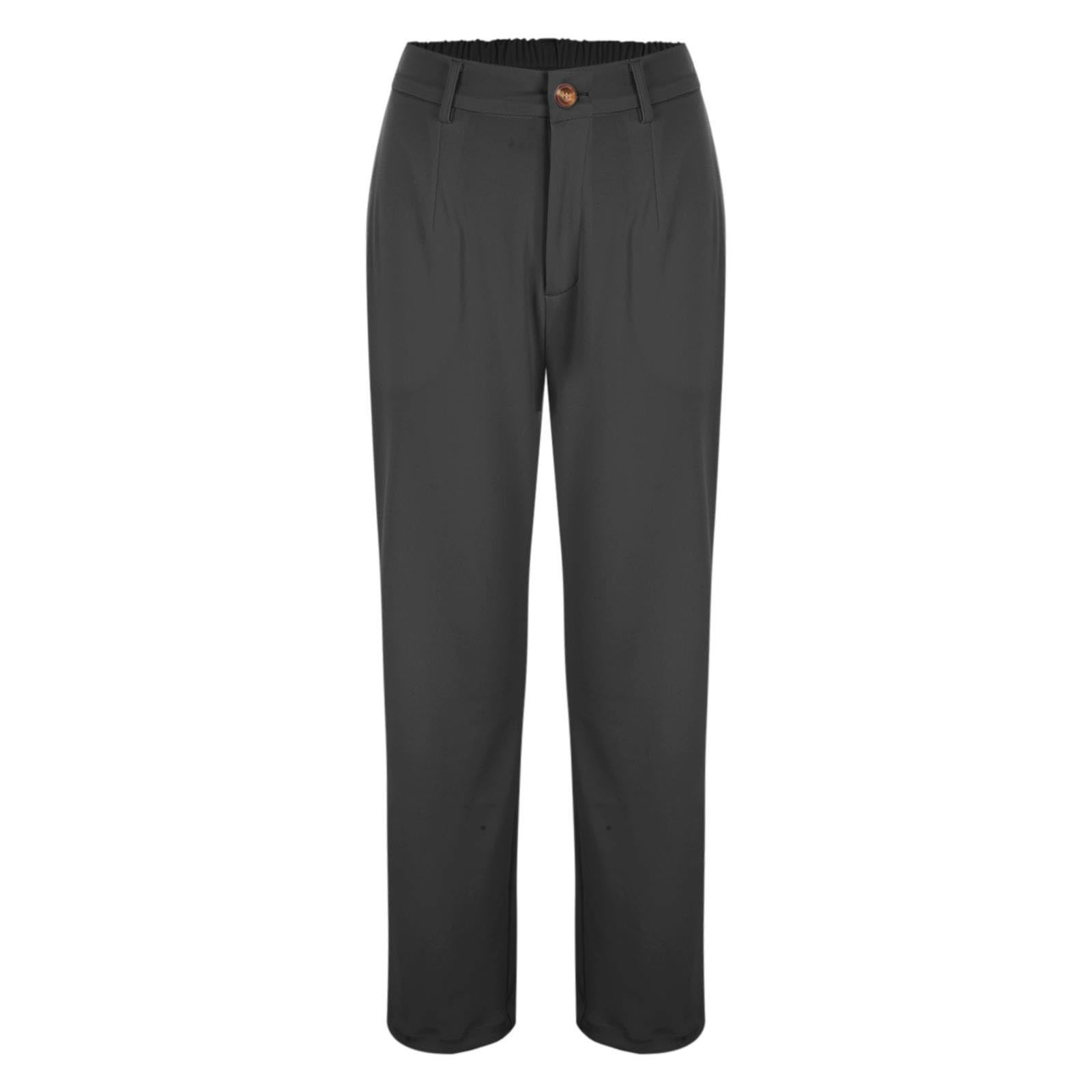 Generisch Pantalon d'été pour femme, léger et aéré, élégant, jambe droite, taille haute, stretch, pantalon de costume, pantalon de loisirs fin, pantalon de loisirs avec poches, confortable, jambe