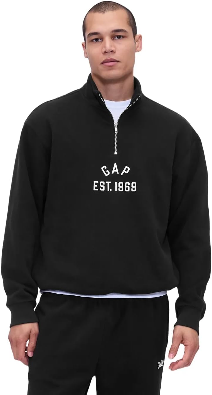 GAP mens Logo Half Zip Drawstring Fleece