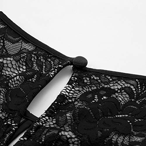 Women's Vintage Floral Lace Cocktail Dresses For Wedding Guest Short Formal Dresses For Evening Party Black S #TOP6