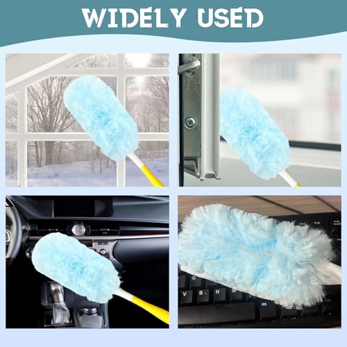 Image of 50pcs 360 Dusters Refills for Swiffer Dusters with 4X Microfibers,Blue Heavy Duty Efficient Duster Kit Disposable Dusters Refills with 1 Handle for Cleaning Furniture, Blinds, Ceiling Fans, Pet Hair