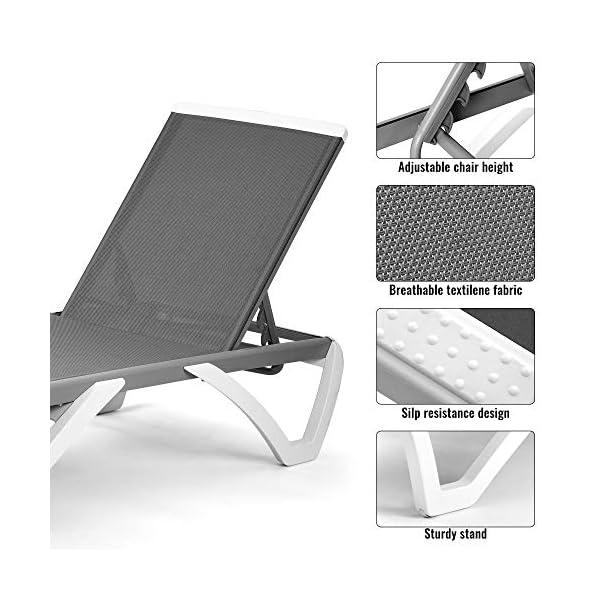 PAMAPIC Patio Lounge Chairs, Adjustable Recliner Patio Chairs for Poolside, Yard, Front Porch - Image 4