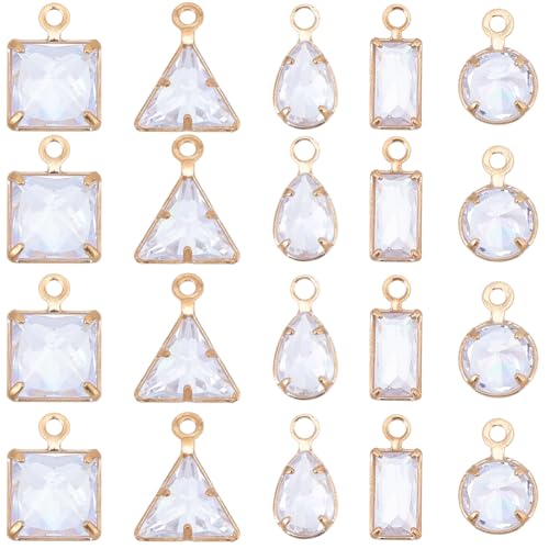 Breloques en zircon cubique SUNNYCLUE : 30 pendentifs géométriques dorés pour bijoux
