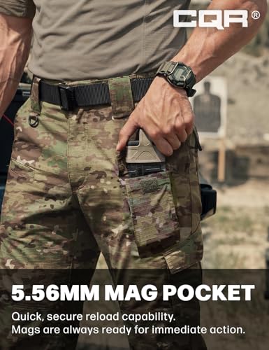 Image of CQR Men's Flex Ripstop Tactical Pants, Water Resistant Stretch Cargo Pants, Lightweight EDC Hiking Work Pants