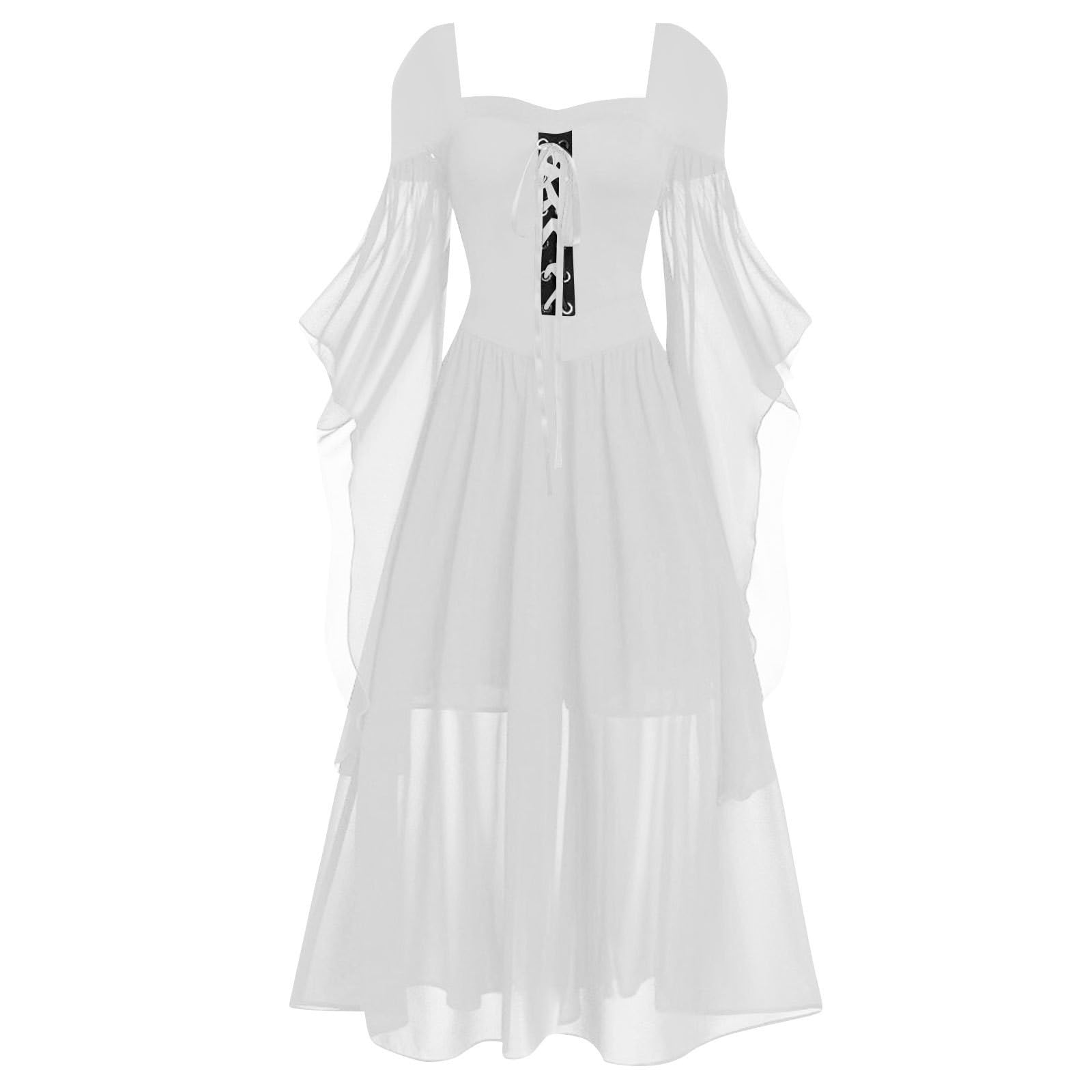 Halloween Costumes Victorian Witch Gothic Skeleton Plus Size Dresses Medieval Costume Ladies Evening Party Prom Cocktail Swing Glad Rags Vintage Elegant A-Line Dress For Women