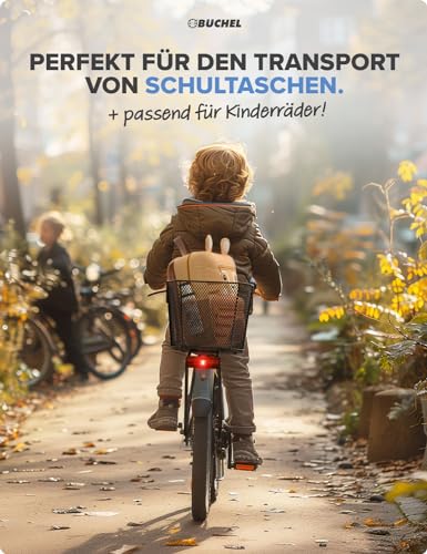 BÜCHEL Fahrradkorb hinten | XXL Jumbo Pro inkl. Befestigungsmaterial für Fahrrad Gepäckträger | bis 10kg Traglast | Fahrradkorb für Kinderfahrrad (XXL Jumbo Pro inkl. Regenschutz)