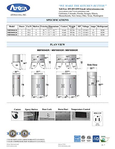 Single Door Commercial Refrigerators, Atosa Top Mount Stainless Steel Reach In Upright Refrigerator With 1 Solid Door For Restaurant - 21.4 Cu.ft, 33℉-38℉, Air Cooled, Energy Star, Fast Delivery #TOP3