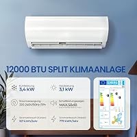 TRIUMPHKEY Split Klimaanlage 12000 BTU / 3,5 kW, Inverter Klimagerät mit Heizfunktion, A++, für Räume bis 45 m², R32, 3 m Kupferleitung, Fernbedienung & Montagematerial – Ansicht 8