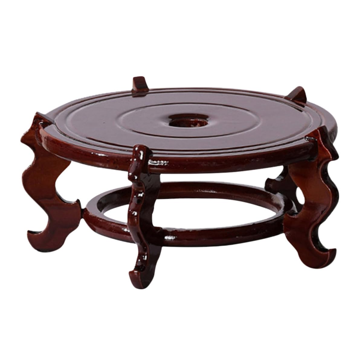 Soporte para Macetas de Madera de Café, Base para Plantas de Interior de 12 Pulgadas, para Bonsáis y Decoración de Mesa