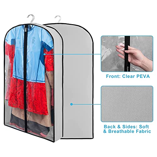 4 Pack Clothes Covers with Zip, 40'' (102cm) Garment Bags Storage Gusseted Suit Protector Breathable Hanging Bag Jacket Coat for Wardrobe (4Pack-100CM) - Image 5