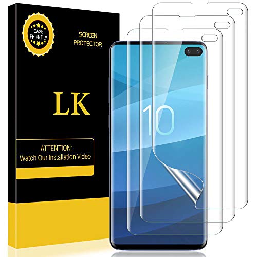 LK [3 Pack] Screen Protector for Samsung Galaxy S10 Plus, LiquidSkin [HD Clear][Case-Friendly] Bubble-Free with Lifetime Replacement Warranty