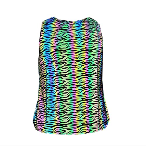 YiLianDa Chaleco reflectante colorido para hombre, hip hop, fiesta, discoteca, bailes, sin mangas, holgado, deportivo, al aire libre, ropa de calle luminosa Cover