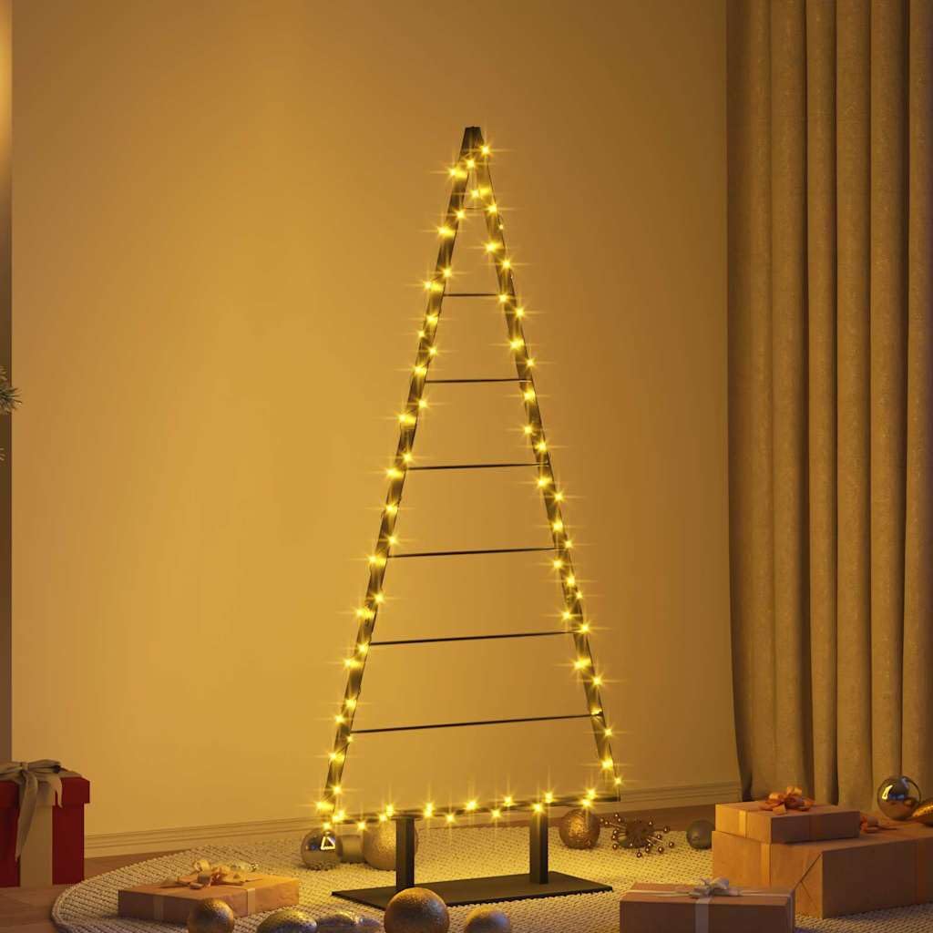 Árbol de Navidad de metal con soporte, árbol de acero de 150 cm de alto, negro mate, diseño moderno para interior y exterior protegido, duradero y fácil de limpiar