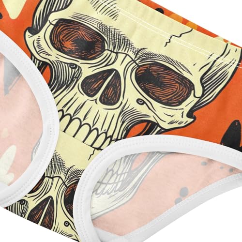 Vintage Skulls Orange Girl Panties Cute Toddler Underwear Custom Cotton Pattern Underpants Briefs 2t4