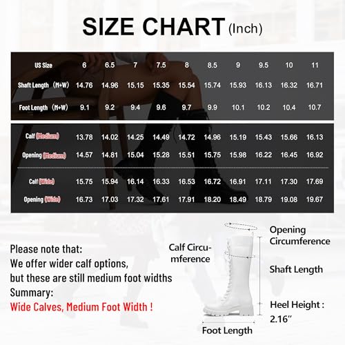 Jeossy Women's Knee High Combat 9603 Boots, Tall Platform Chunky Heel Boots Wide Claf3