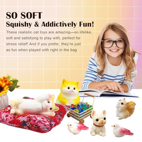 Image of Big Hand Painted Cat Squishy Toys,Large Cute Ultra Soft Kitty Squeeze Fidget Toys for Stress Relief ,Kawaii Squishies Sticky Animal Toys for Adults Kids,Decompression Sensory Balls(Cream)