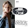 INFINIONLY Mens Teenagers Multi-Layer Black Leather Braided Bracelet Fashion Stainless Steel Bracelet with Silver Skull for Boys #4