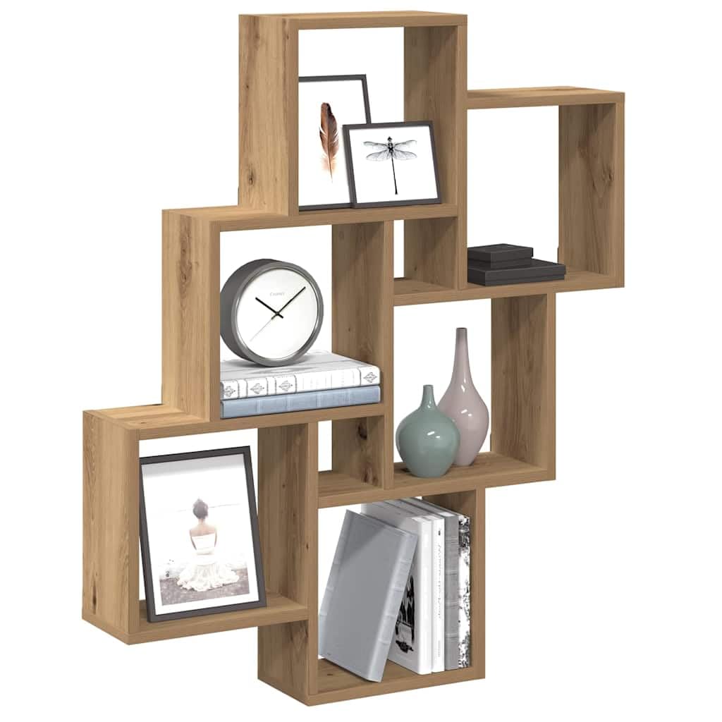 Scaffale a cubo in rovere Artisan, 78 x 15 x 93 cm, scaffale da parete salvaspazio con spazio per soggiorno, camera da letto, cucina, ufficio, decorazione