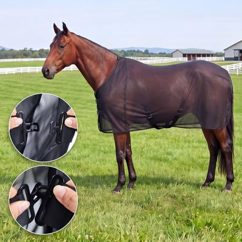 Manta transpirable para caballo Hsei contra el calor de verano con ajuste seguro 8