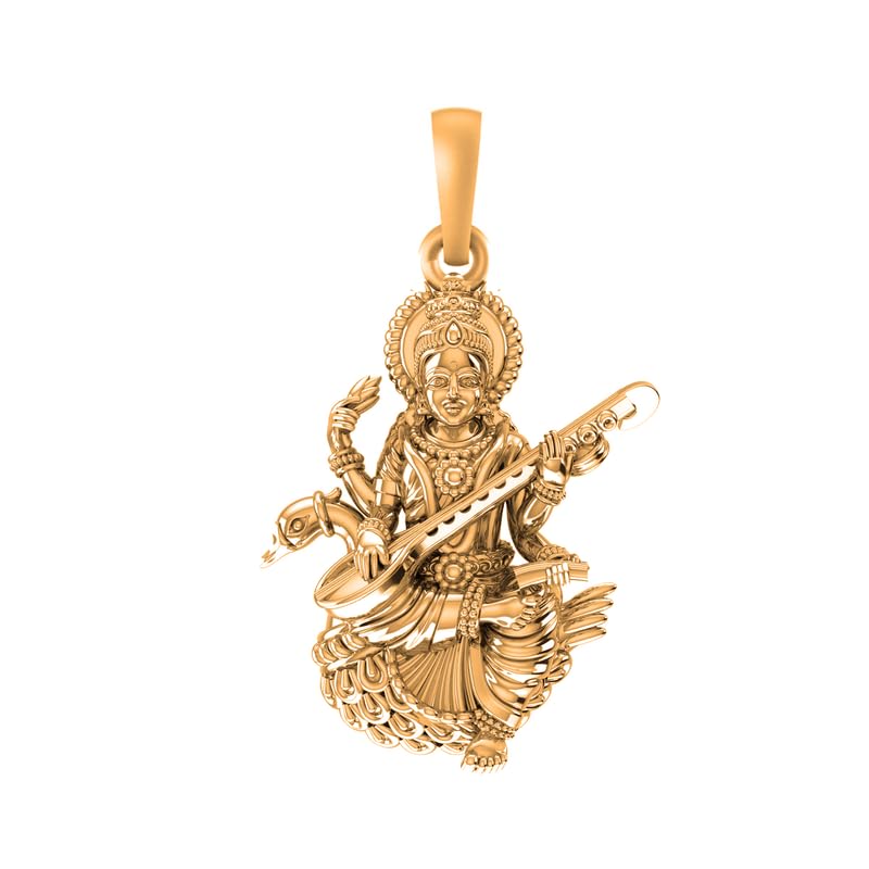 Pendentif déesse Saraswati argent doré le cadeau spirituel idéal