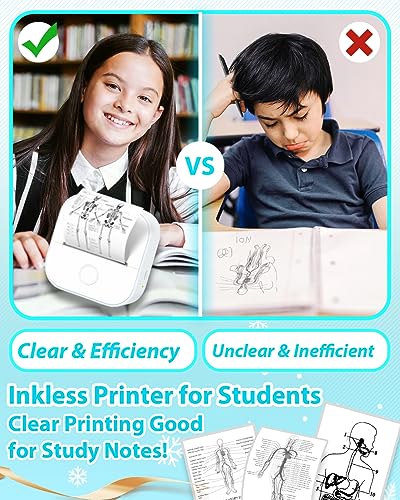Image of Phomemo Sticker Printer- Print Pods Mini Sticker Printer Maker, Inkless Machine Portable T02, Bluetooth Thermal Pocket Photo Maker for Study Notes, Daily, Photos, DIY, White