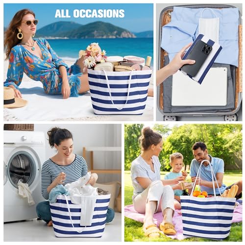 Image of KALIDI Beach Tote Bag Women Large Waterproof Sandproof Shoulder Handbag Packable Grocery Bag Hobo Purse for Picnic Vacation