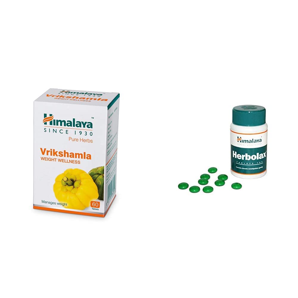 Wellness Pure Herbs Vrikshamla Weight Wellness | Manages weight |- 60 Tablets and Himalaya Herbolax Tablets - 100 Count