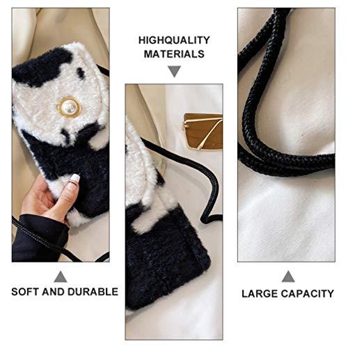 KESYOO Bolsa de Ombro de Pelúcia Com Padrão de Vaca Bolsa de Telefone para Viagem Ao Ar Livre Crossb